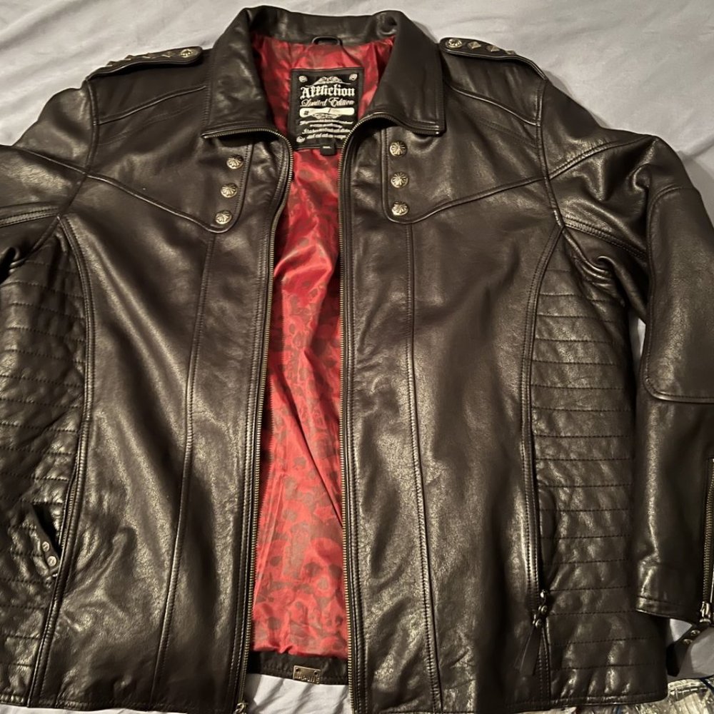 Mens Affliction Leather Jacket XXXL 3xl NWOT
